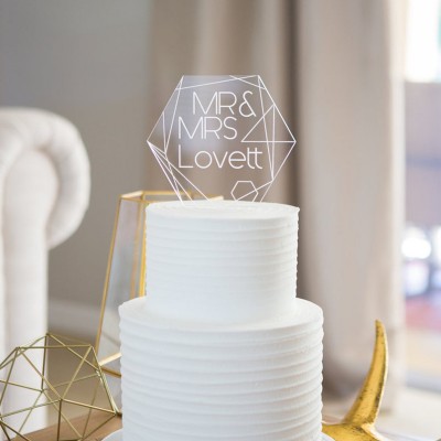 Geometric Wedding Cake Topper Clear Acrylic Wedding Cake Topper And Birthday Cake Toppers Modern Wedding Decor