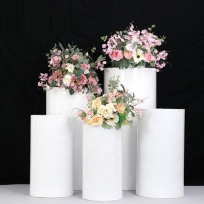 Modern white iron plinths party cake stand flower display metal gold wedding supplies white pillars for wedding decorations