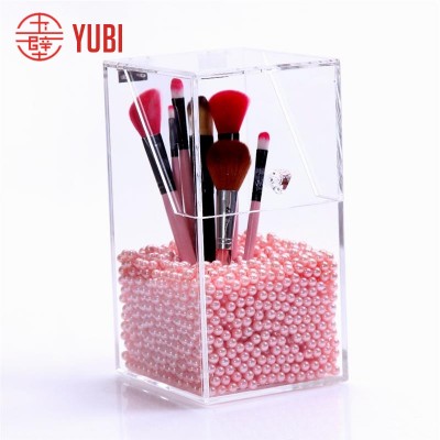 acrylic makeup brush holder with lid