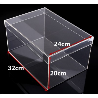 Clear plexiglass shoe box, acrylic display box shoe