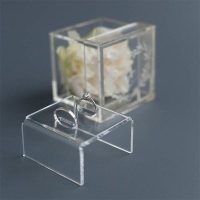 Customized Clear Acrylic Wedding Ring Box With Engraving name