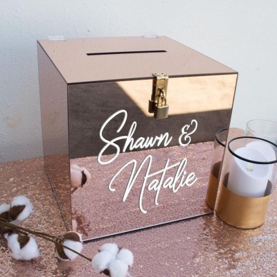 Elegant Silver Mirror Acrylic Perspex Wedding Invitation Box