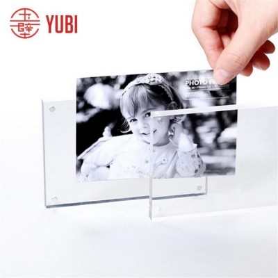 Fashion custom polishing clear acrylic magnet photo frame 2x3 double-sided display acrylic frame