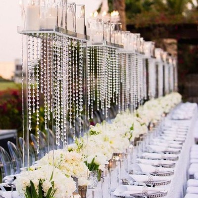 Modern Acrylic Centerpiece Stand Wedding Decoration Flower Stand Rectangular Tall Stand Wedding Centerpiece